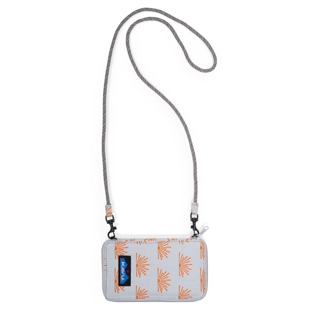 KAVU Go Time Bi Fold Wallet Detachable Rope Strap Sunrays Print Crossbody Used